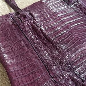 Vintage Carlos Falchi Crocodile Purple Tote Purse